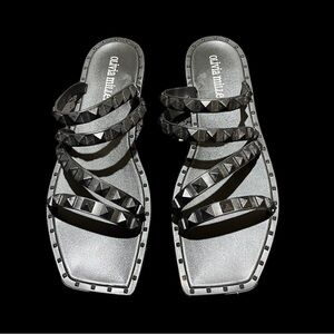 NEW Olivia Miller Black Studded Sandals Size 7M